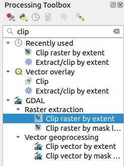 Processing toolbox: clip