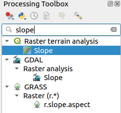 Slope tool select